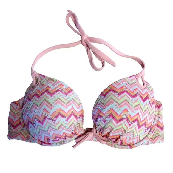 Victoria's Secret 2014 Bombshell Pink Crochet Extra Lift Bikini Top 36C - Picture 2 of 8